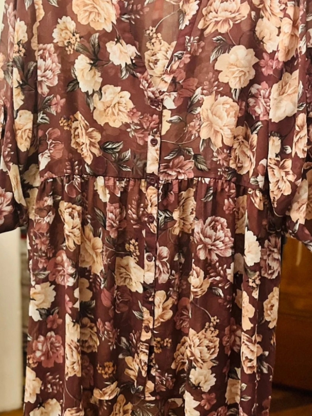 Torrid Floral Midi Dress in Burgundy and Cream